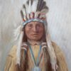 Three Fingers - Southern Cheyenne 1898, Oil portrait of Three Fingers - Southern Cheyenne 1898, Native American oil portrait, Indian oil portrait