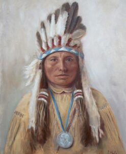 Three Fingers - Southern Cheyenne 1898, Oil portrait of Three Fingers - Southern Cheyenne 1898, Native American oil portrait, Indian oil portrait