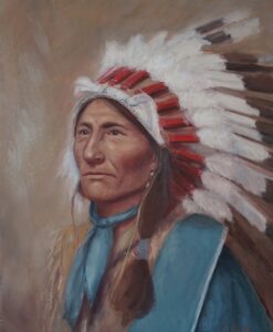 Whirling Horse, Sioux Indian, oil portrait of Whirling Horse, Sioux Indian