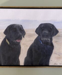 Double lab oil portrait framed, double lab oil portrait, best dog oil portraits, top dog portrait artist, oil pet portraits, best portrait painters
