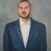 posthumous portrait of a man in a suit, oil portrait, man in suit oil portrait